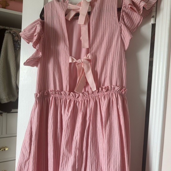 Cinq a Sept Women's Sofia Stripe Yanin Midi Ruffle Sleeve Dress Pink 10 - Picture 5 of 7